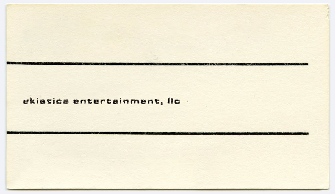 ekistics entertainment business card